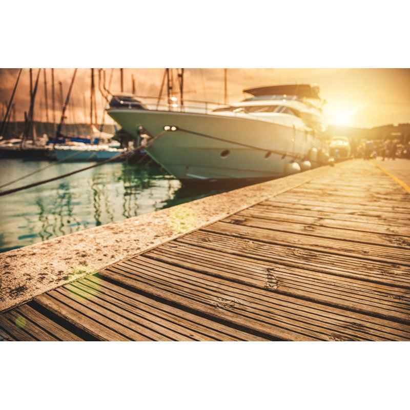Luxury Yatch In Port by LeoPatrizi - No Frame Art Prints on Canvas, 20cm H x 30cm W