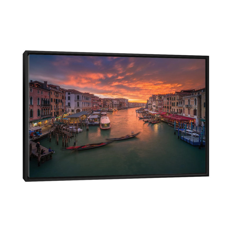 Grand Canal At Sunset ,View From The Rialto Bridge ,Venice by Anton Calpagiu - Floater Frame Print on Canvas
