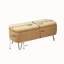 Banc de rangement moderne en fausse fourrure de chameau avec pieds dorés, parfait pour le lit et le vestibule, alliant style et fonctionnalité.