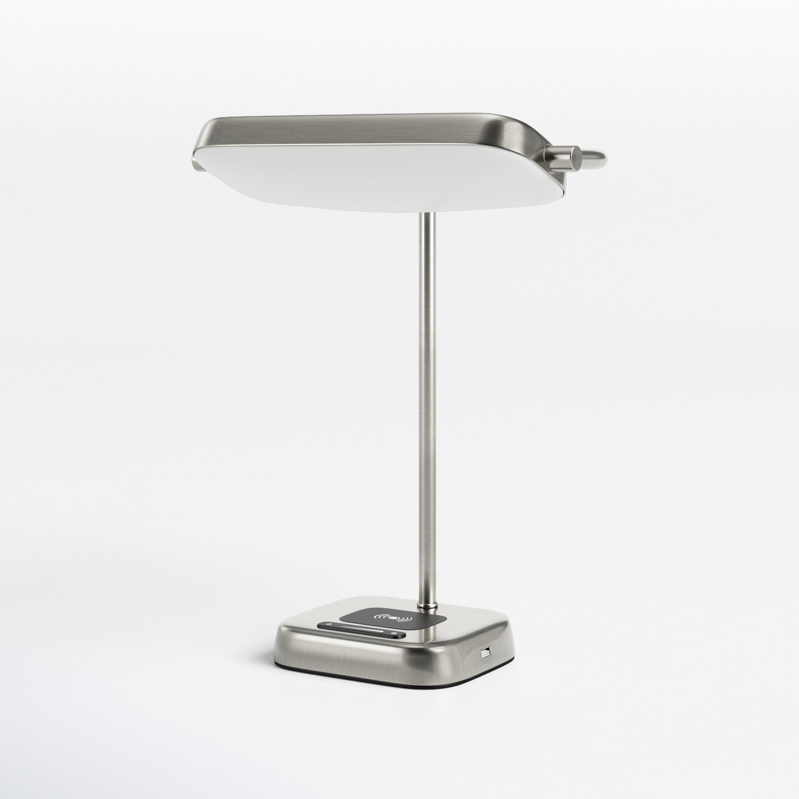 Metal USB Desk Lamp, Brushed Steel, Brushed Steel w. Frosted Diffuser