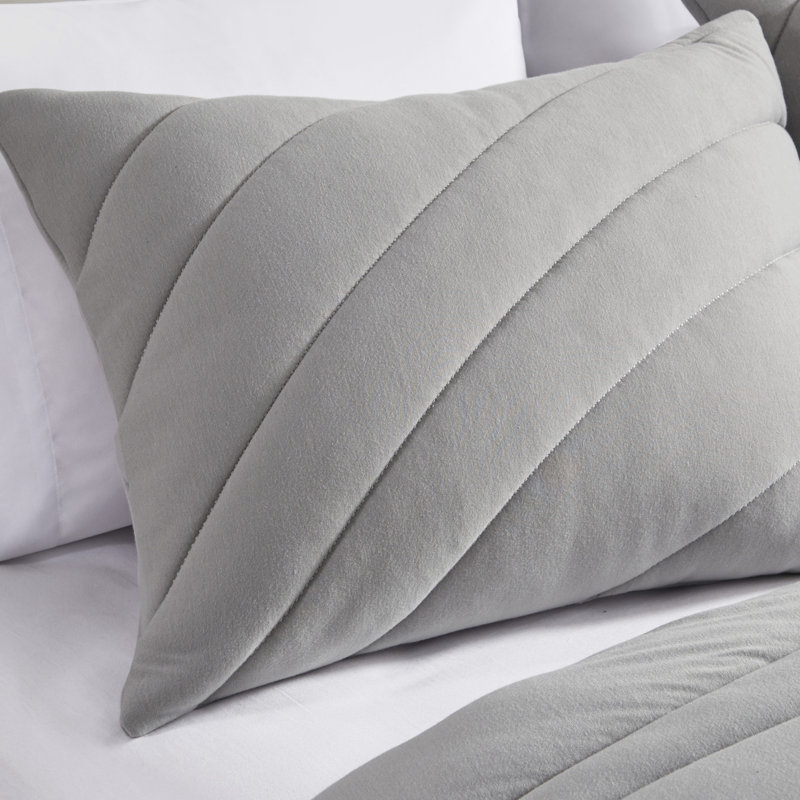 Édredon gris / très grand 3 pièces gris avec un style tendance - apparence avancée, rembourrage de 350 g / m², sensation douce et chaleureuse, contient 2 taies décoratives, étiqueté, facile à utiliser