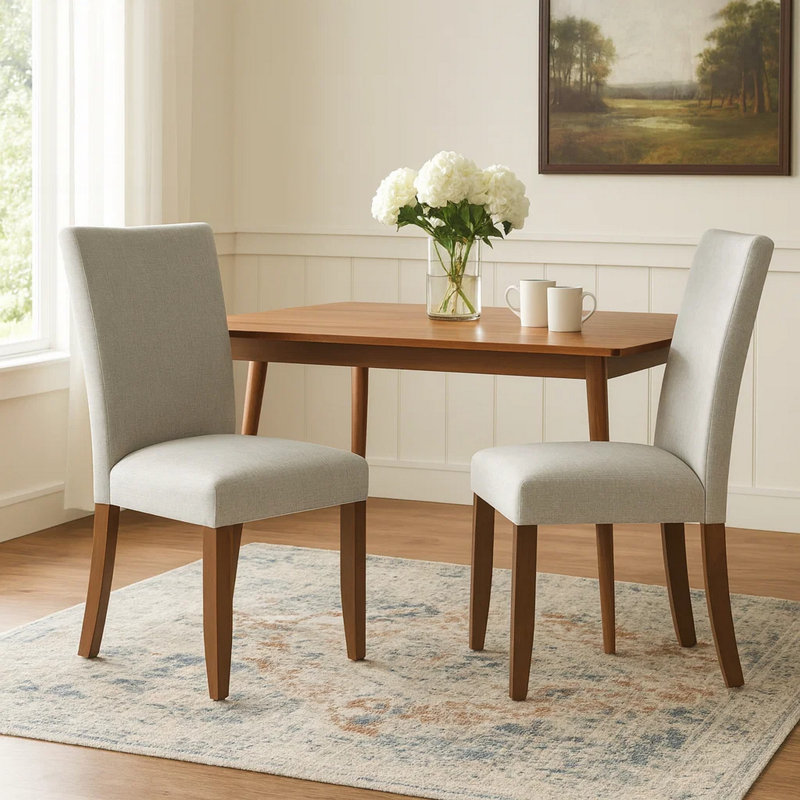 Chaise parsons rembourrée Michaelson , Mélange de polyester / nylon gris, Brun