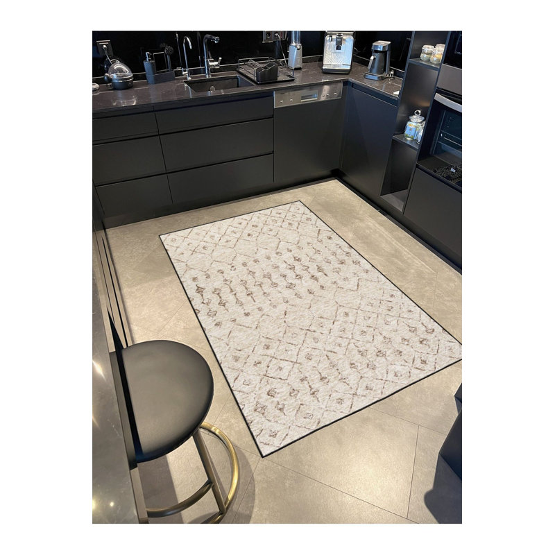 Tapis crème lavable à la machine, Tapis de couloir 2 pi 6 po x 9 pi 10 po inclus