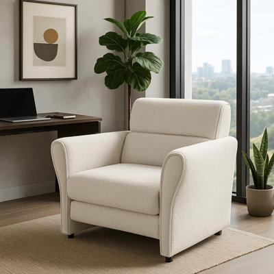 Fauteuil d'appoint moderne pour la chambre à coucher, fauteuil de lecture rembourré, canapé Sherpa à poil long Mid-Century pour le bureau du salon, ivoire