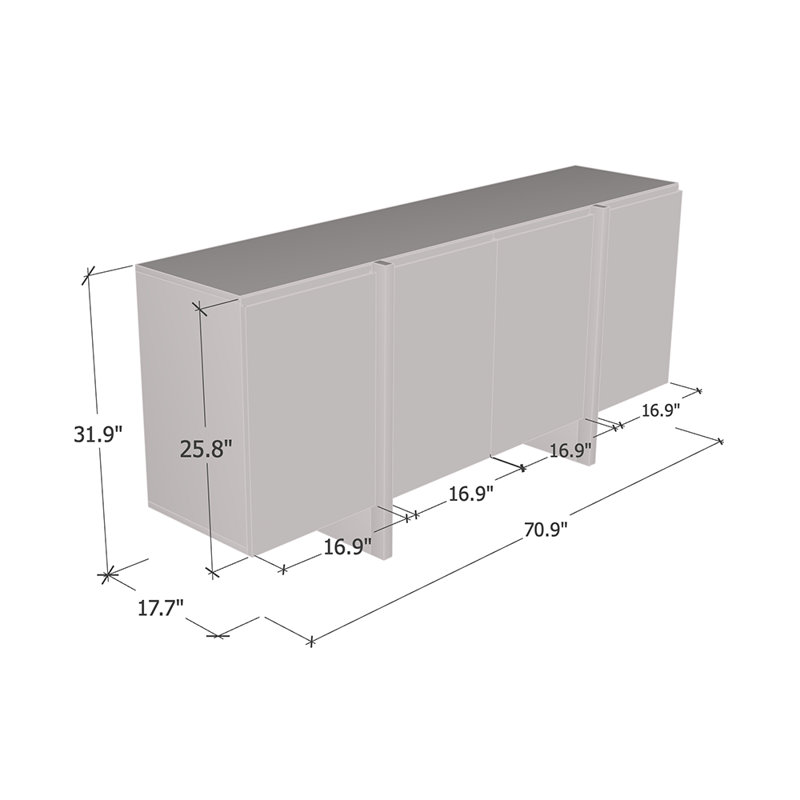 Bhahadur 70.9" Sideboard with Matte Finish, Cashmere/Black