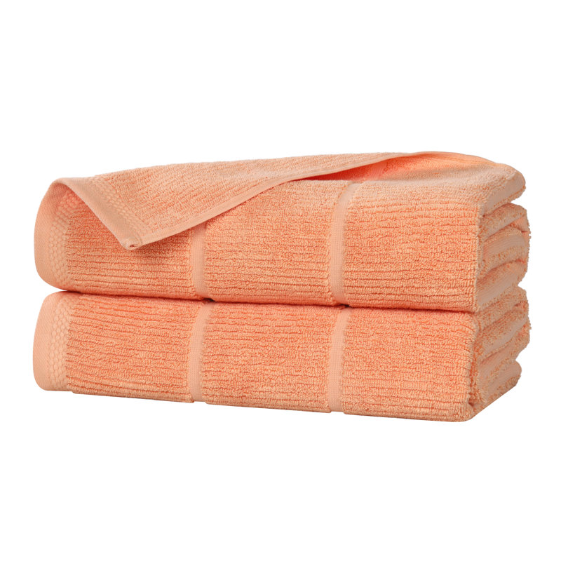 Milo Smart Twist Viscose Cotton Blend Medium Weight Quick Dry Solid Ribbed 3 Piece Bath Towel Set, 3 Piece Towel Set, Peach