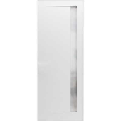 Slab Barn Door Panel | Planum 0660 Painted White With Frosted Glass | Sturdy Finished Interior Doors -  SARTODOORS, PLANUM0660S-BEM-24