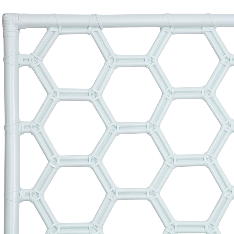 Honeycomb Wicker/Rattan Open-Frame Headboard, Light Blue, Queen