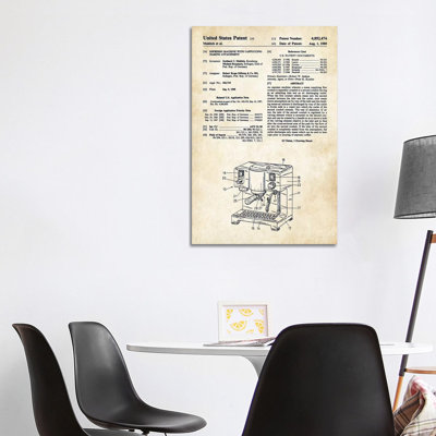 Esperesso And Cappucino Machine by Patent77 - Wrapped Canvas Painting