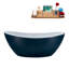 Baignoire de trempage autoportante en acrylique 75 "avec drain et plateau en bambou Streamline-90936607