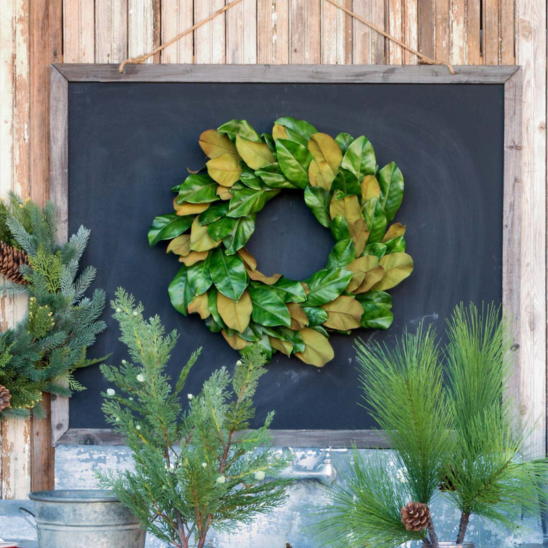 Faux Magnolia Polyester 26'' Wreath