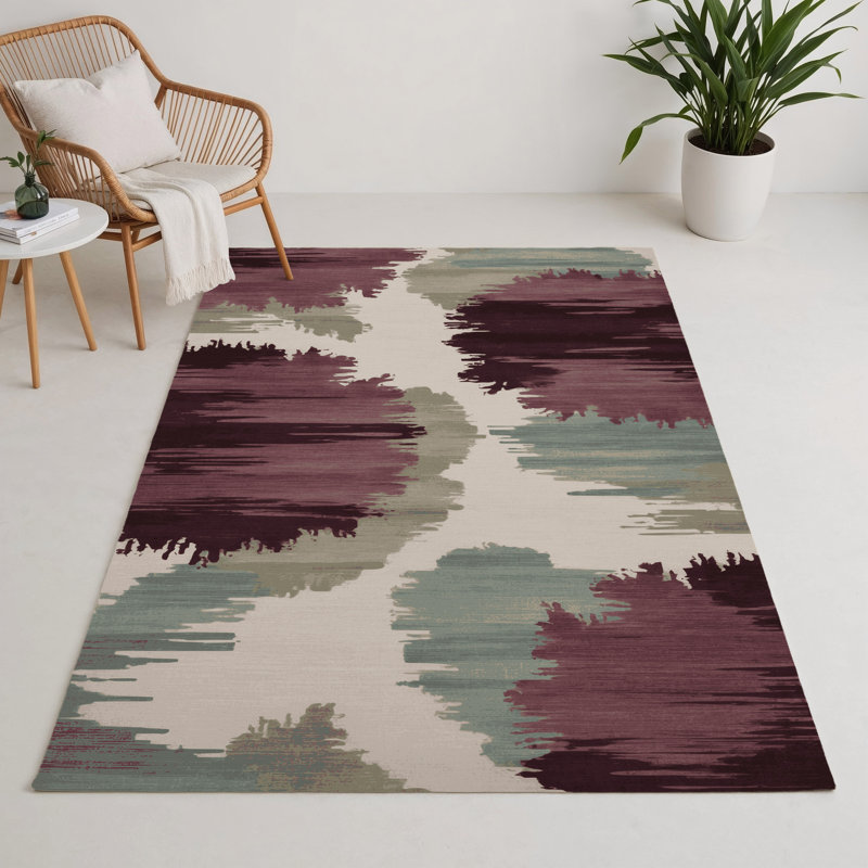 Watercolor Brown Indoor and Outdoor Area Rug, Rectangle 9' x 12'