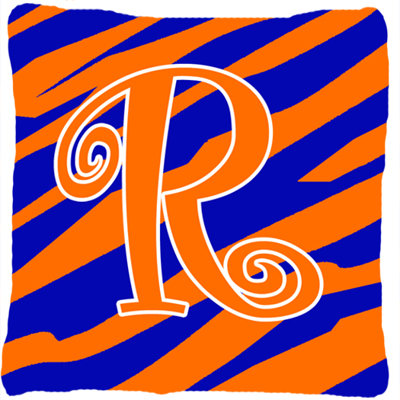 Monogramme initiale Tiger Stripe jet intérieur/extérieur oreiller