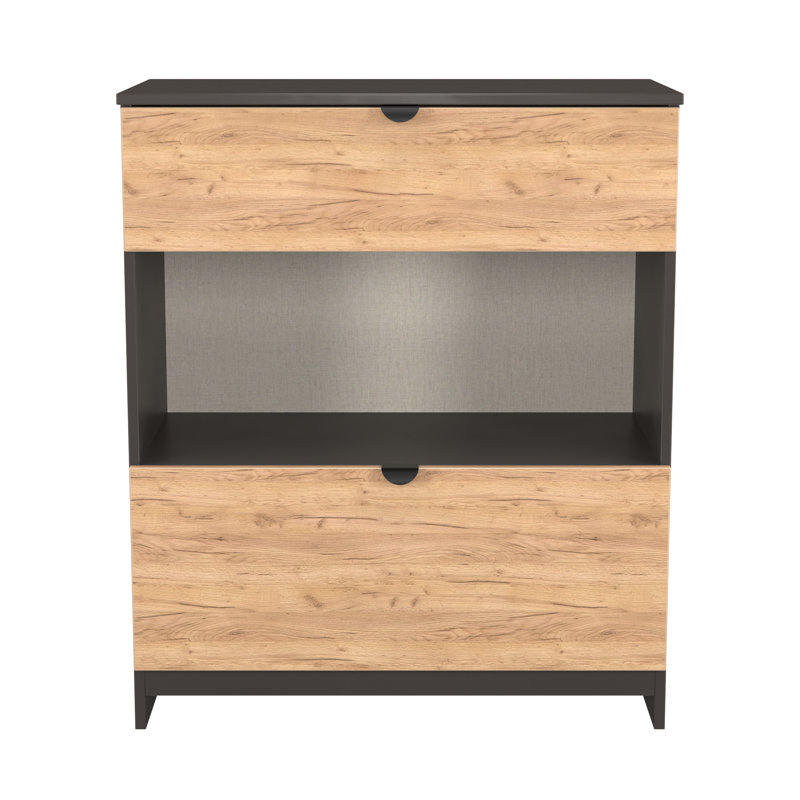Bernan 74cm W 2 - Drawer Chest of Drawers, Natural/Black