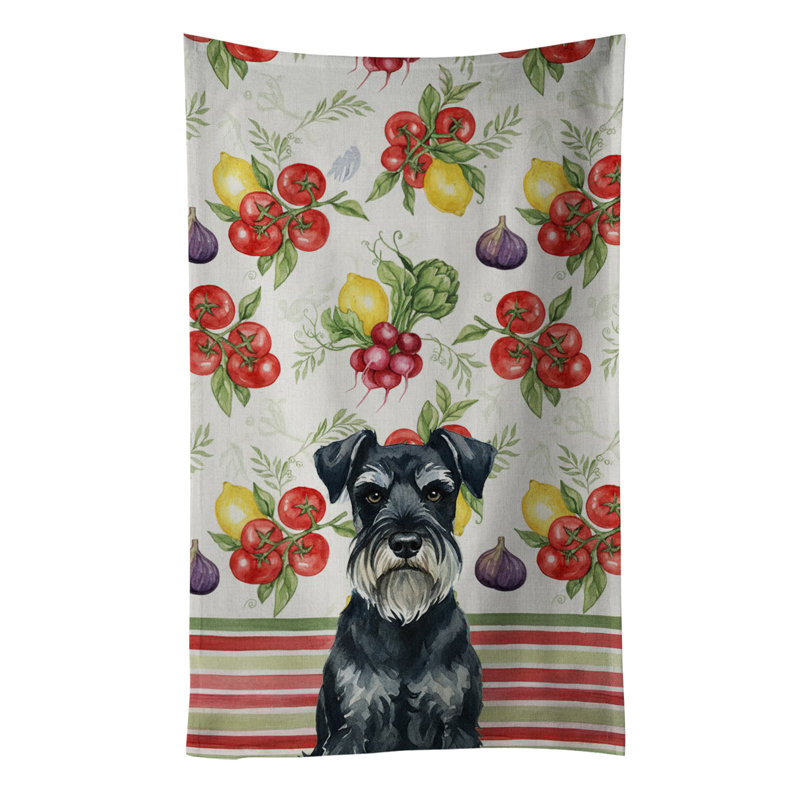 Standard Schnauzer Vegetables Kitchen Towel, Standard Schnauzer