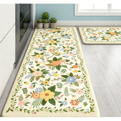 Anti-Fatigue Non-Slip Kitchen Mat Set 2pc, 17x47 & 17x29,Farmhouse