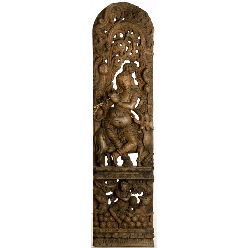 Grande taille Dhenu-Venu Gopal sous Kadamba et autour du mont Govardhana