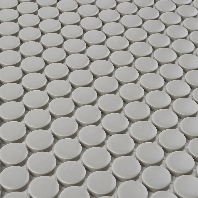 Gray Matte Penny Round Mosaic Tile – 12x12 Wall & Floor, Matte Gray