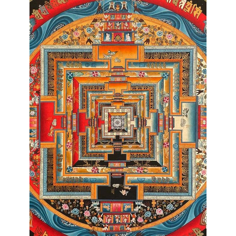 Mandala Thangka Kalchakra de qualité supérieure (Thangka sans brocart)
