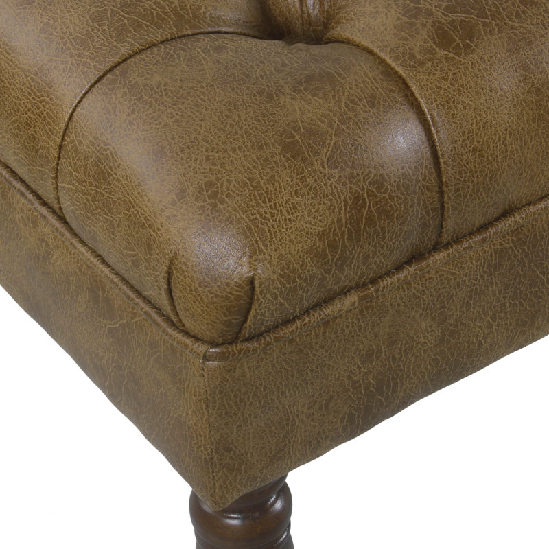 Auston Faux Leather Upholstered Bench, Light Brown , 16" H x 42" W x 18" D