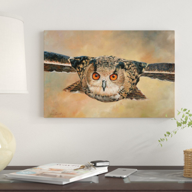 «Eagle Owl» par David Stribble - impression sur toile tendue, H 18 po x l 26 po x P 1,5 po, Toile avec cadre noir