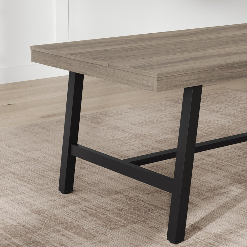 Industrial Dining Table for 6-8 – 70.87'' Rectangle, Modern Wooden Top, Sturdy Metal Frame, Spacious Non-Extendable Countertop, Kitchen & Dining Room Furniture, Gray Walnut