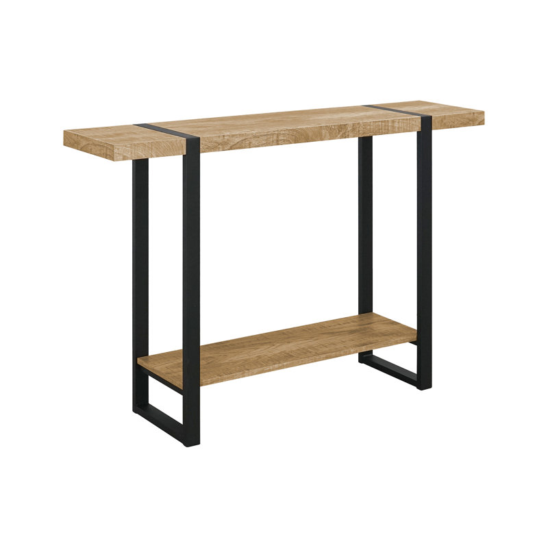 Table d'appoint, console, vestibule, étroit, canapé, salon, chambre à coucher, stratifié aspect bois de manguier, métal noir, contemporain, moderne