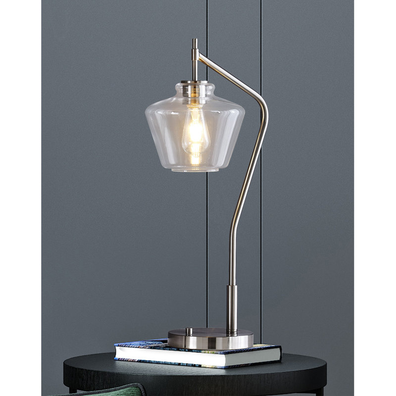 Lampe de table 26,5 "Cafe, Nickel brossé, Transparent