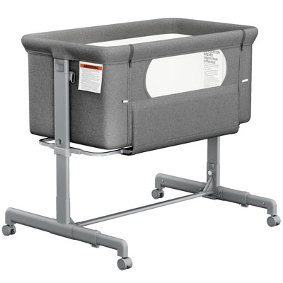 Baby Bassinet Bedside Sleeper with Cozy Mattress, 6 Height Adjustable Portable Bedside Crib for Newborns, Breathable Mesh & Wheels, Easy Assembly