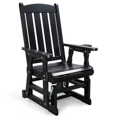 32 po Chaise de patio en bois massif avec porte-gobelet