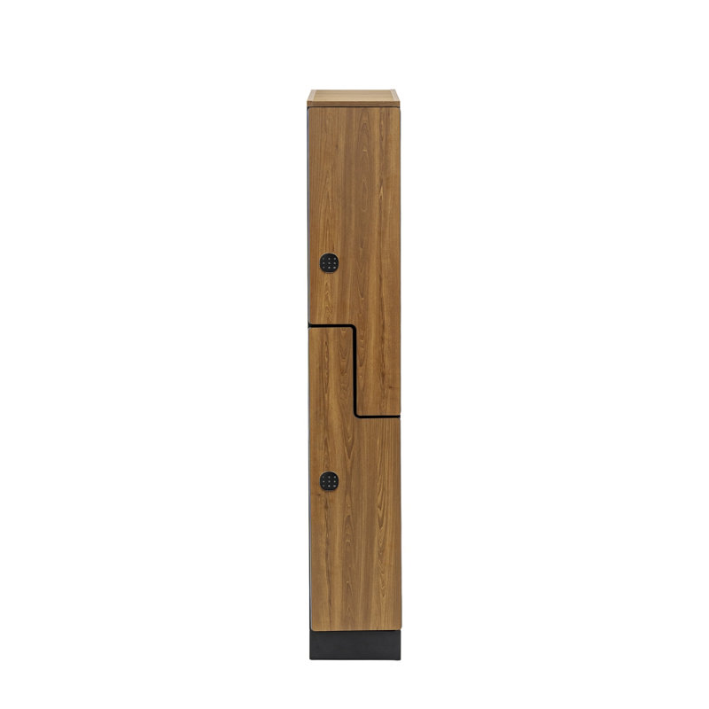 Casier de rangement en bois à 2 compartiments et porte à 2 niveaux avec serrure numérique, Yellow