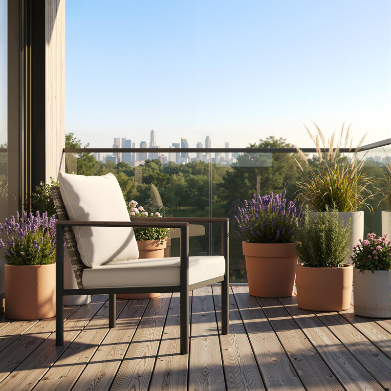 Fauteuil club d'extérieur en aluminium pour patio, chaise de salle à manger en osier de patio avec coussin et dossier en osier de polyéthylène résistant aux intempéries pour patio, terrasse, balcon et jardin