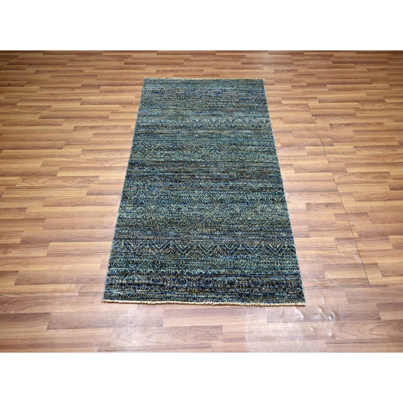 3'x5' Blue Hand Knotted Kohinoor Heritta Repetitive Design Plush Wool Rug 2808278493EE4DB7BEE752CAAE98363C