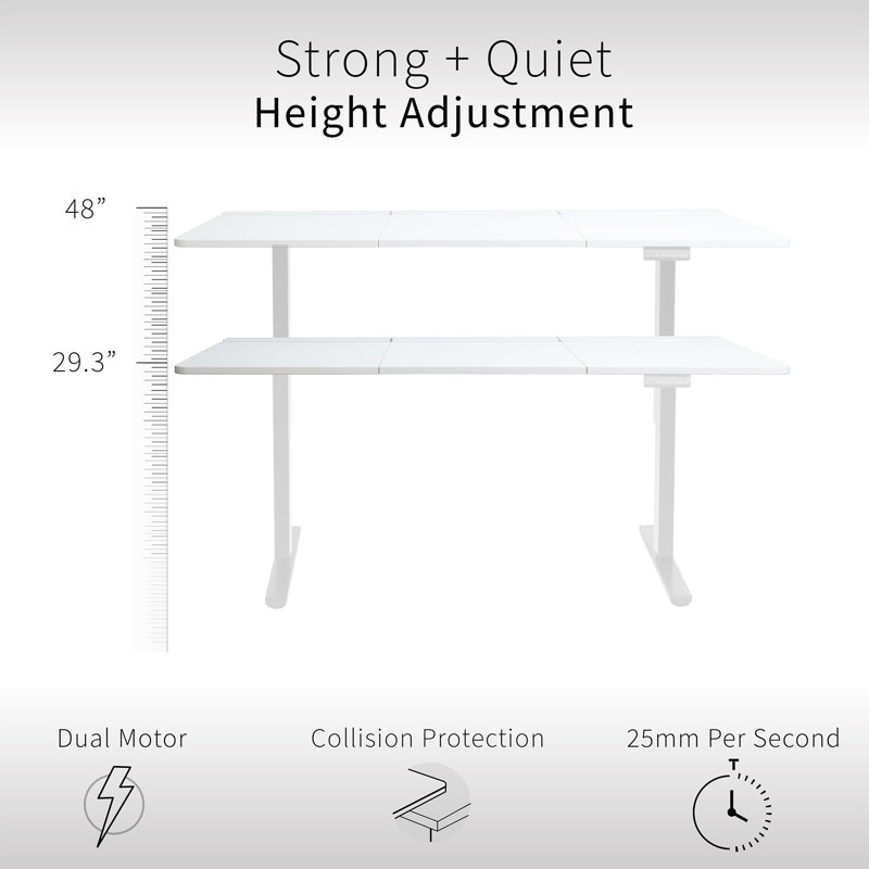 Vivo Electric 60" X 30" Desk, White/White