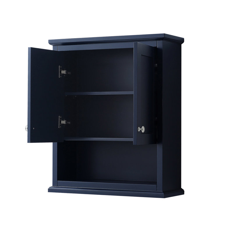 Rangement au-dessus de la toilette l 25 po x H 30 po Avery, Bleu foncé / chrome poli