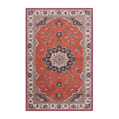 Machine Washable Tabriz Pink Area Rug