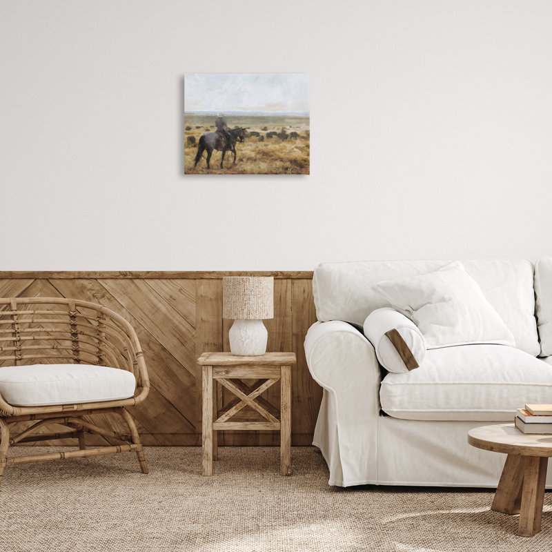 «On The Range Cowboy», art mural sur toile par Nina Blue, H 16 po x l 20 po