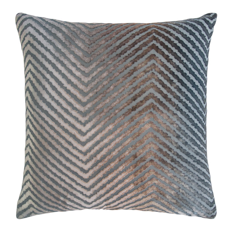 Chevron Velvet Pillow Cover & Insert, Gunmetal, 18"H x 18"W