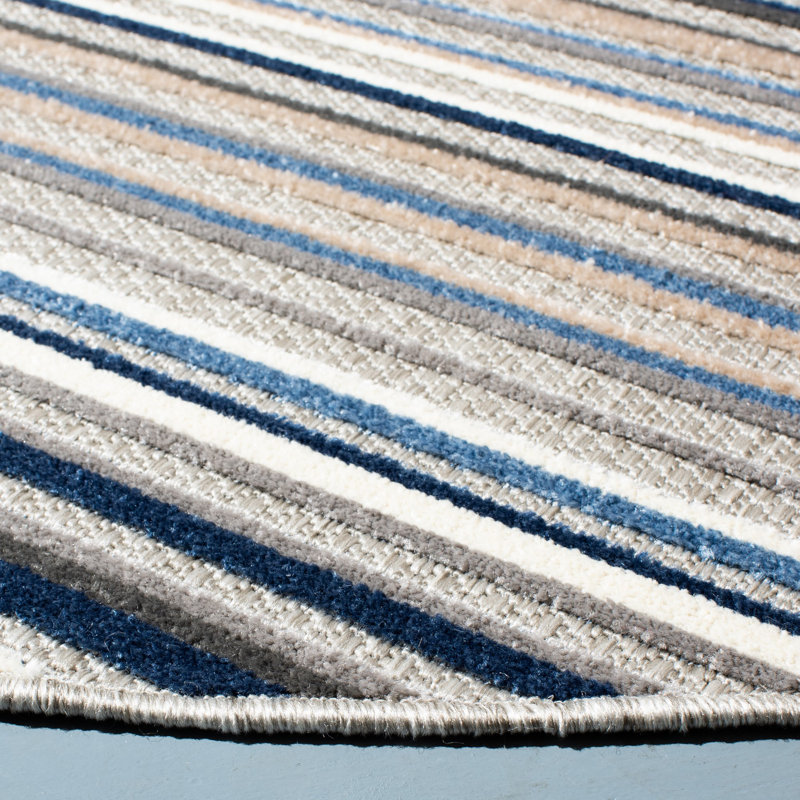 Tapis d'intérieur / extérieur à rayures Cabana Performance, Rond 6 pi 7 po