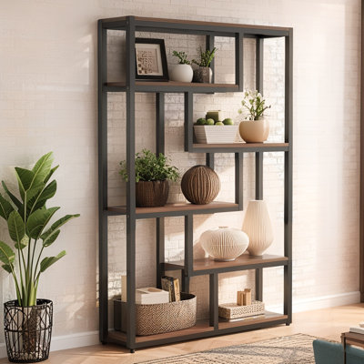 69.29" H X 39.37" W Steel Geometric Bookcase