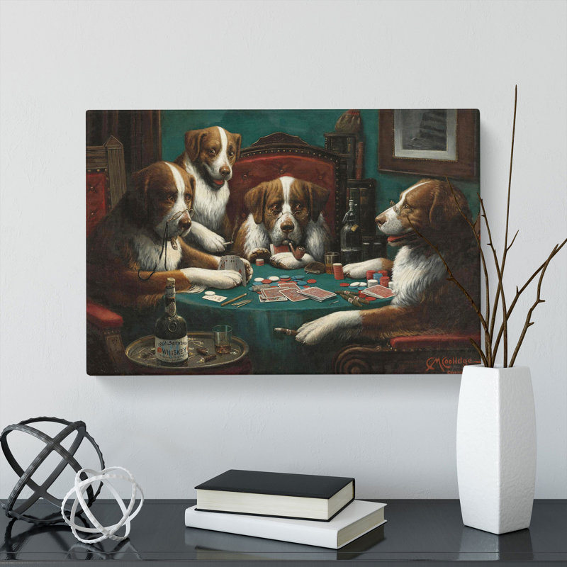 Dogs Playing Poker by Cassius Marcellus Coolidge - Wrapped Canvas Painting, 40cm H x 60cm W x 3cm D