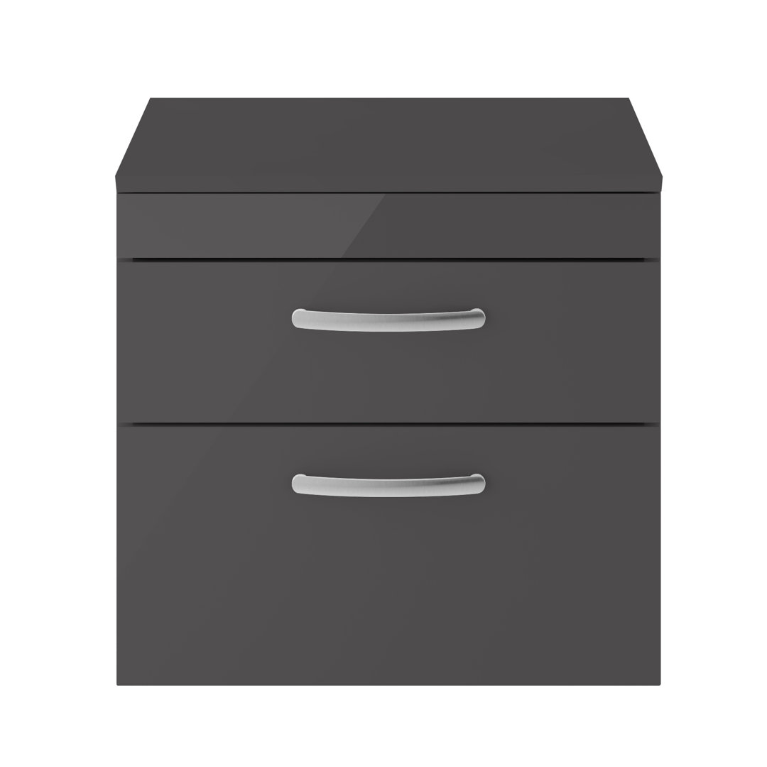Athena Gloss Grey 60cm Wall Mounted Vanity Unit Base