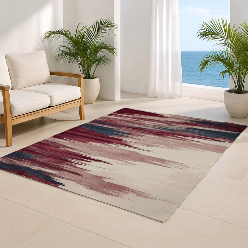 Tapis intérieur et extérieur brun Watercolor, Rectangulaire 8 pi x 10 pi