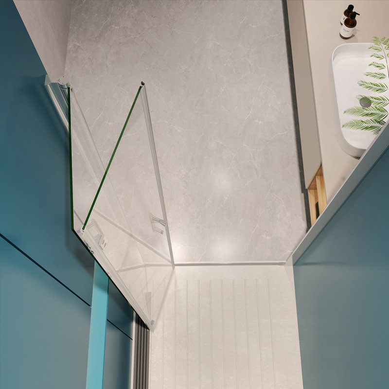 1 3/8" Adjustment,Universal Pivot Shower Door, With 1/4" Tempered Glass Finish 3072, Chrome
