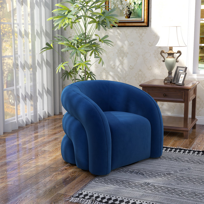 Fauteuil demi-tonneau pivotant Bricyn, Bleu marine