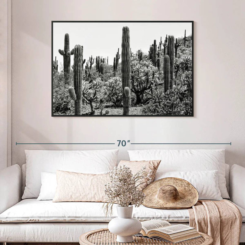 Black Arizona - Amazing Cactus I, 46" X 31", Floating Frame Black