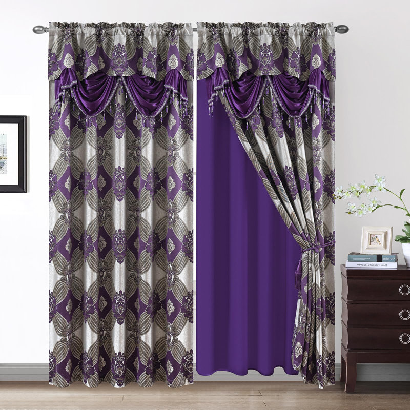 Ensemble de rideaux 2 fils Petrichor Elegance, Mauve, L 63 po x l 54 po
