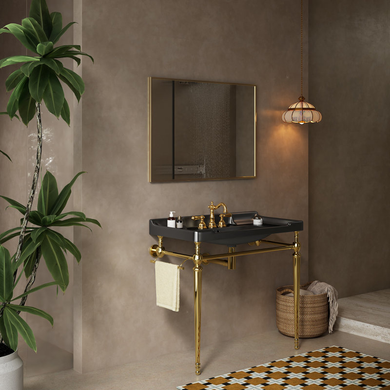 36" Bathroom Console Sink, Black