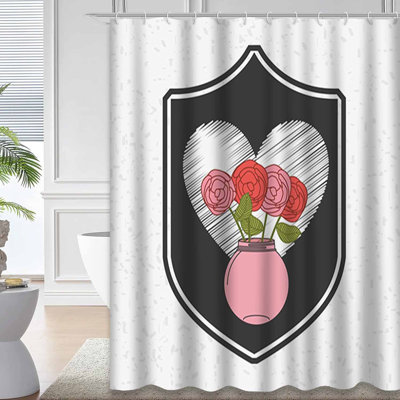 Rideau de douche avec 12 crochets Love Art Beauty