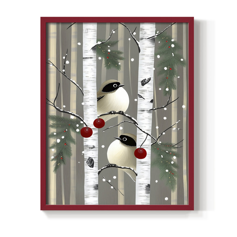 «Christmas Holiday Art C III», reproduction encadrée - bois massif, H 30 po x l 24 po, Rouge